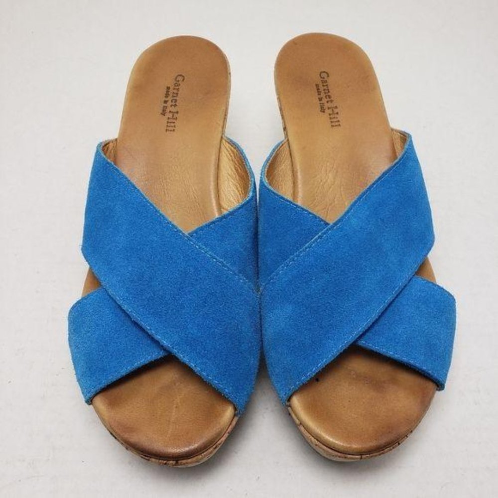 Garnet Hill Blue Open Toe Backless Sandals Sz N/A